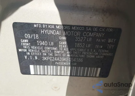 2019 Hyundai Accent Se z USA, uszkodzony, nr VIN 3KPC24A39KE054186